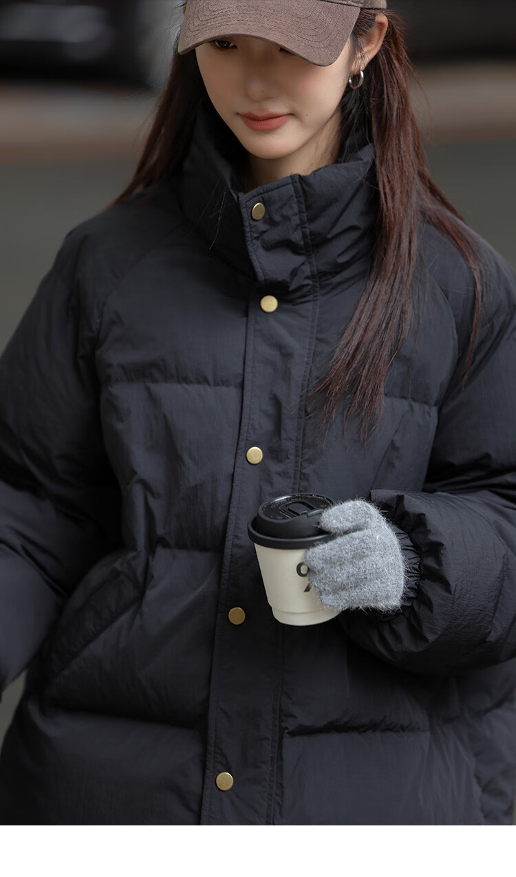 Dme [Light Warm Winter] Vintage Stand Collar 90% Duck Down Jacket for Petite Women, Warm Coat for Winter 35