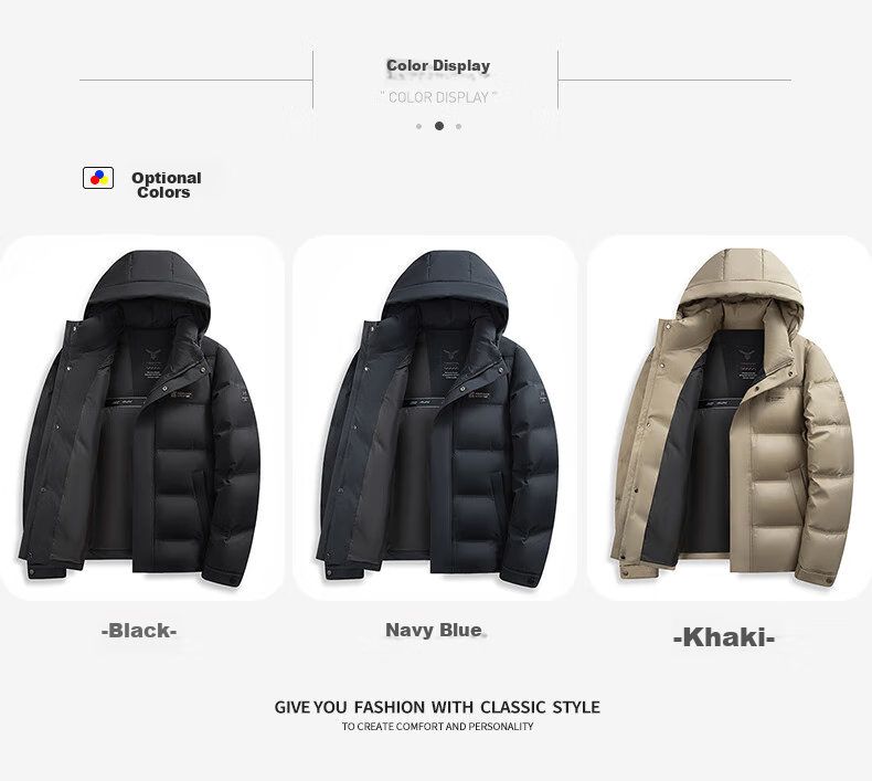 Yalu down Jacket for Men, 2025 Autumn And Winter, Thickened Detachable Hooded Short Style, Business Casual Cold-Proof Winter Coat 12