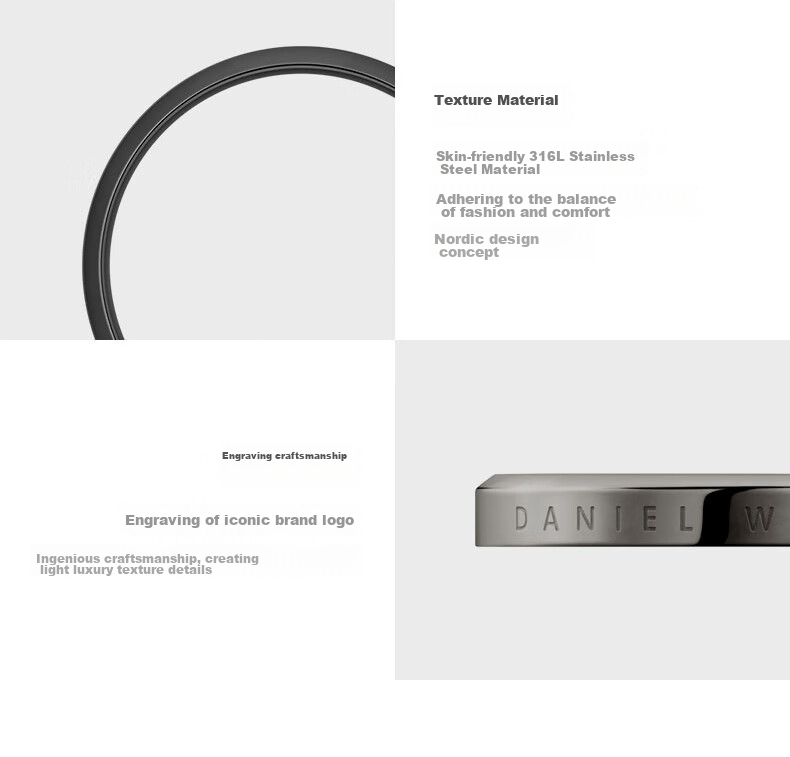 DanielWellington DW Ring for Women, Classic Couple Rings in Space Gray, Size 56, DW374 Birthday Gift for Girls 6