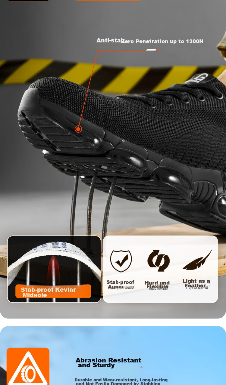 Jingtu Safety Shoes for Men with Steel Toe Cap, Puncture-Resistant, Wear-Resistant, Durable Construction Site Work Boots 3033 Size 42 7