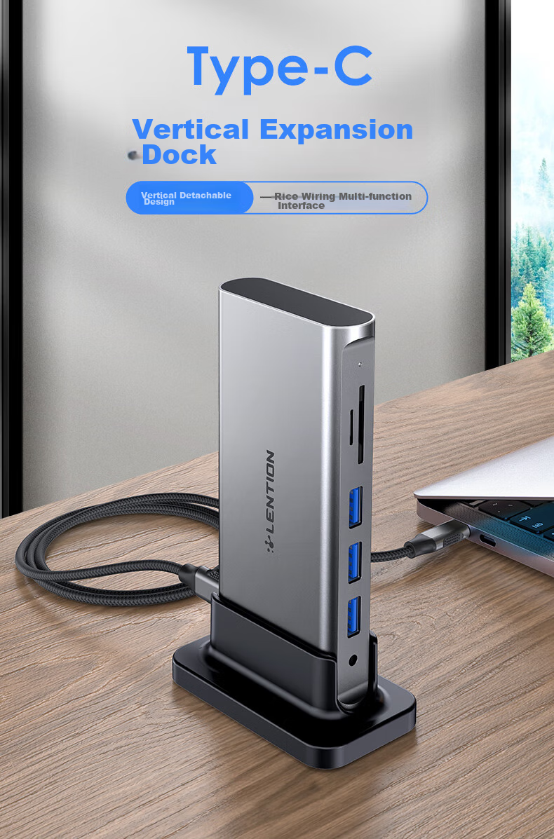 LENTION Compatible with Apple Laptops, Type-C Expansion Dock, USB 3.0 Hub, HDMI 4K Screen Mirroring Converter, Splitter Adapter, SD/TF Card Reader 1