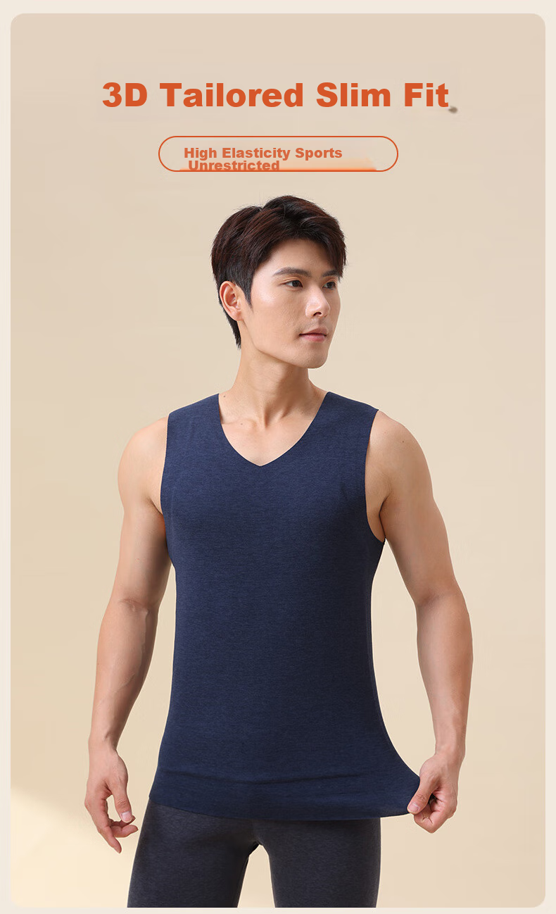 LangSha Thermal Vest for Men [26 Autumn And Winter New Product], Fleece-Lined, Thickened, Heat-Generating, 100% Wool, Large Patch, Base Layer 15