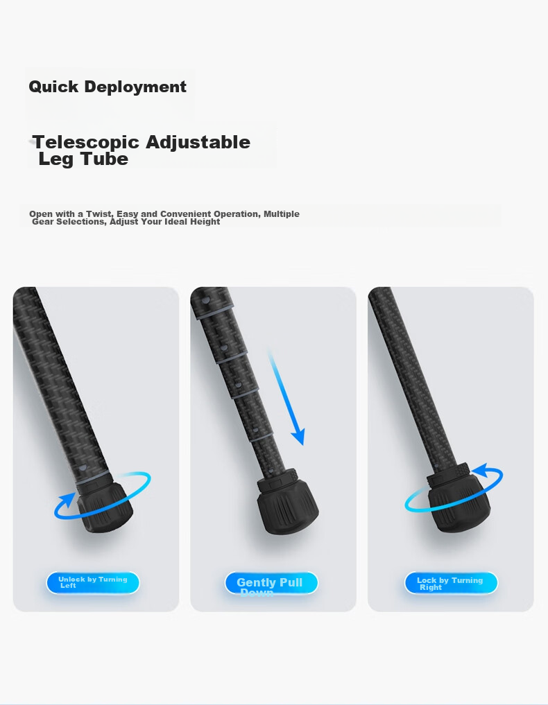 Ulanzi F38 Carbon Fiber Tripod, Air Three Air Hydraulic Pan Head, Portable Outdoor Quick-Release Quick-Install Digital Camera Photography Tripod 5