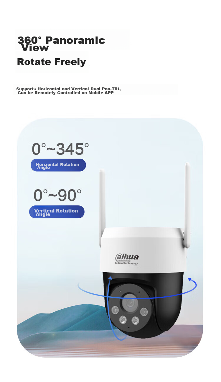 Dahua 200W 4G Surveillance Camera with Dual-Light Full-Color Night Vision, PTZ Dome Camera, Outdoor Waterproof, Remote Mobile Access, Requires Data Plan Recharge, DH-HA2A 6