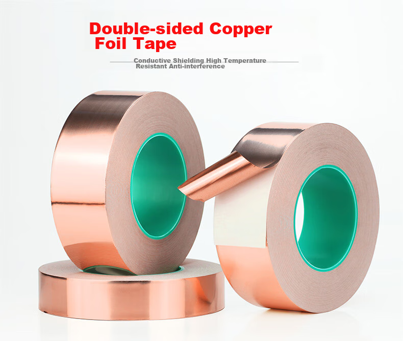 Oumai Double-Ended Copper Foil Tape, 10mm*20m, 0.065mm Thickened Pure Copper, Double-Sided Conductive, High-Temperature Resistant, Electromagnetic Shielding Tape, Radiation Protectio 1