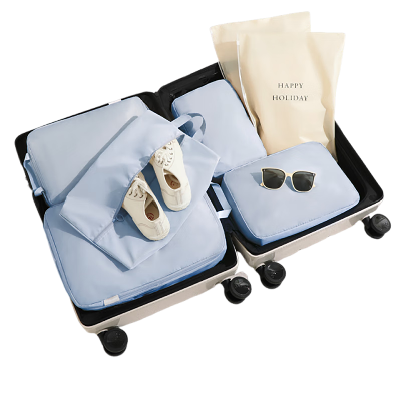 Baicaoyuan Compression Travel Storage Bag, Luggage Organizer for Clothes And Shoes, Packing Cubes for Travel And Business Trips, Blue