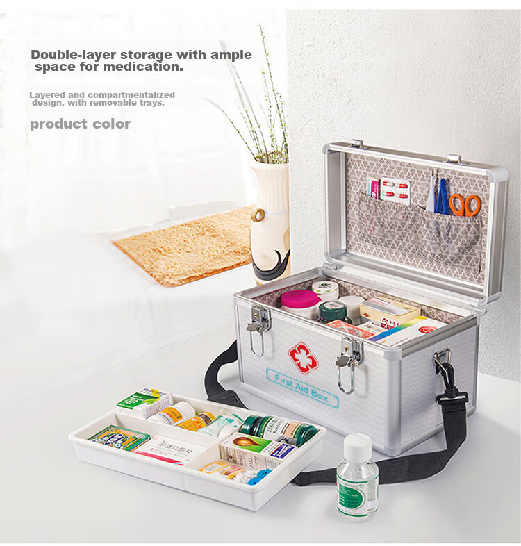 Weijian Medical Box, Home First Aid Kit with Lock, Storage Box, Family Medicine Cabinet, Aluminum Alloy 4