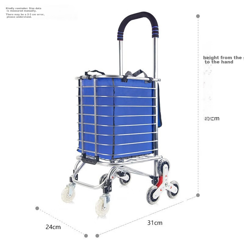 Xinyuechanghui Aluminum Alloy Grocery Cart, Hand-Pulled Trolley, Foldable Shopping Cart, Stair-Climbing Small Cart, Small Pushcart, Small Trailer F2016-10