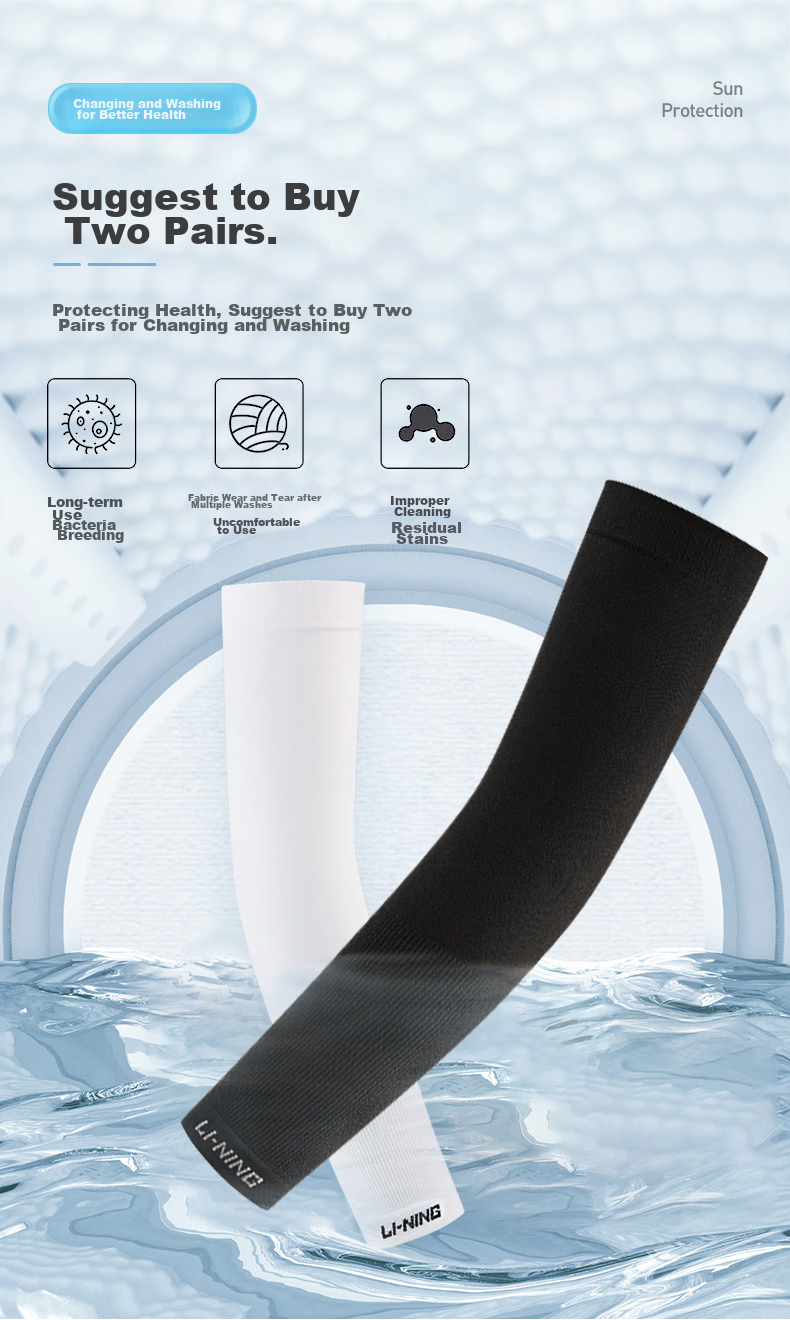 Li-Ning Ice Silk Sun Protection Arm Sleeves for Men And Women, UV-Resistant Cooling Arm Covers, Cycling Arm Guards 12