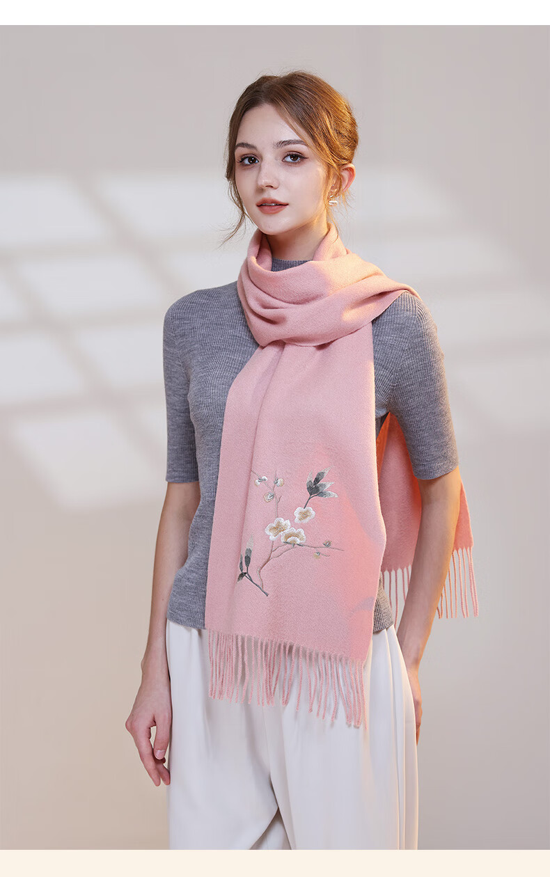 Hangsifu Pure Wool Embroidered Scarf, Neck Warmer, Outer Wrap Shawl, Autumn And Winter Warm Cloak, Birthday Gift Box for Mothers And Wome 24