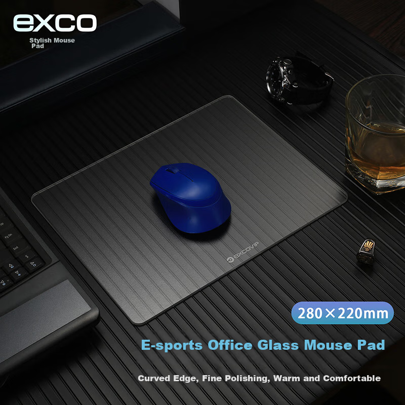 EXCO Medium-Sized Photovoltaic Glass Mouse Pad, Gaming And Office Supplies, Portable Computer Accessory, Self-Standing Notebook, FPS Smooth Hard Durable Transparent 0124 2