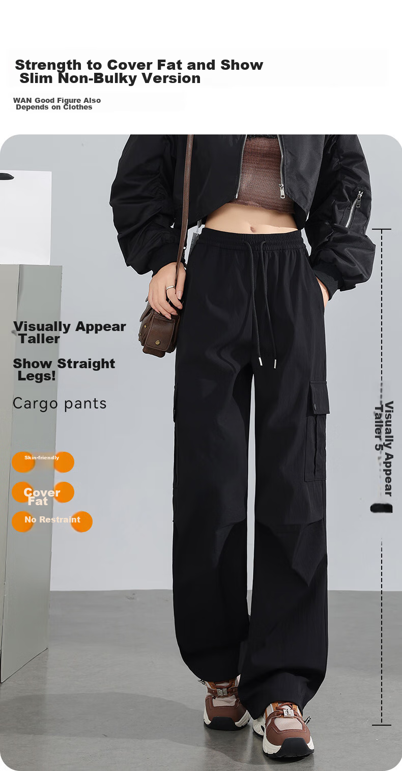 FitonTon American-Style Cargo Pants for Women, Autumn And Winter Style, Trendy Slimming Lazy Pants, Sports Casual Wide-Leg Pants, Two-Way Wear Hiking Pants XL 7