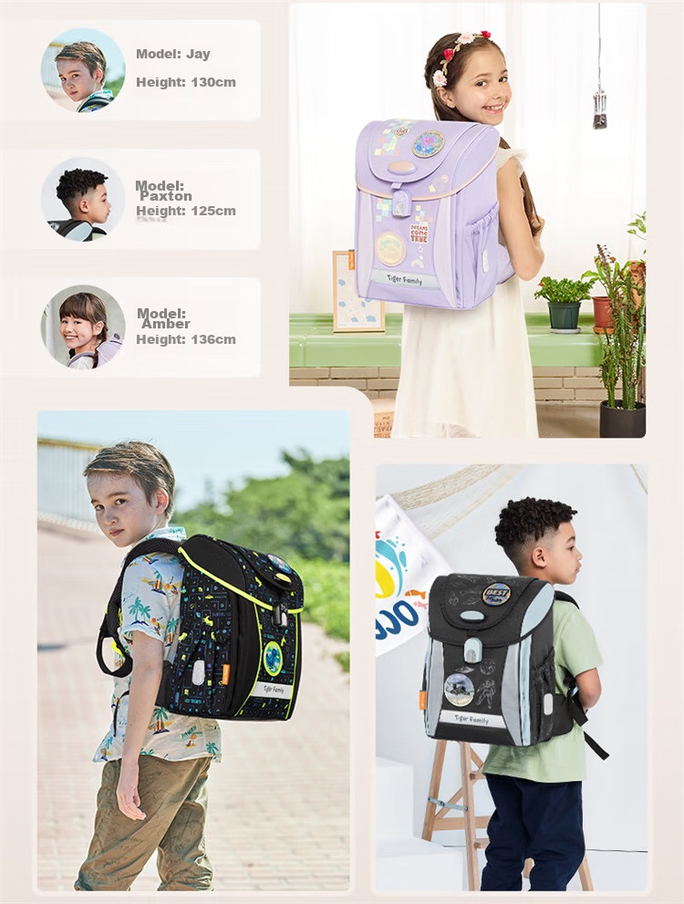 TigerFamily Backpack for Primary School Students Grades 1-3 Children's Spine-Protecting Lightweight Large-Capacity Shoulder Bag Backpack 30
