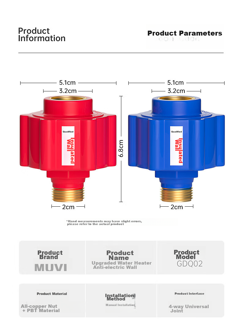 Muvi Water Heater Pressure Relief Valve, Electric Water Heater Safety Valve, Water Heater Pressure Reducing Valve, Universal Accessories, All-Copper One-Way Valve 11