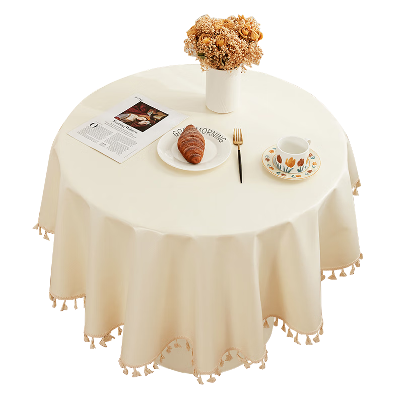 CHERISHES LIFE Waterproof And Oil-Proof Square Tablecloth, Thickened TPU Table Cover for Square And Small Round Tables, Milk White Color, 140*140cm