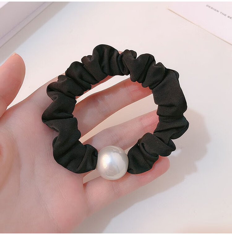 Yefili Two-Piece Premium Round Bead Small Intestine Hair Tie Elastic Ponytail Holder Hair Accessory 6