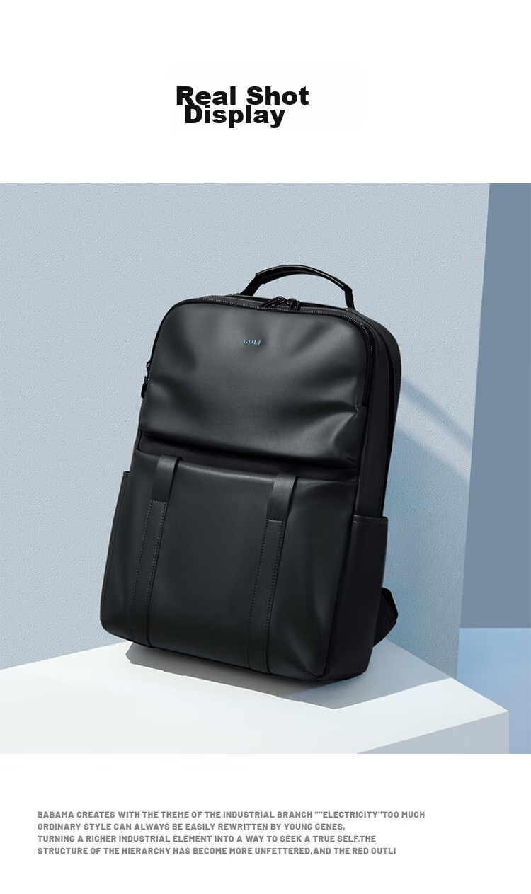 GOLF Backpack for Men, Soft Leather 15.6-Inch Laptop Bag, Large Capacity Commuter Business Travel Bag, Student Schoolbag for Wome 21
