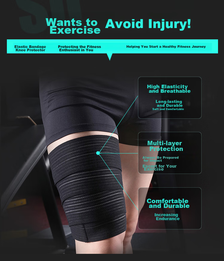 Chidong Knee Support Elastic Bandage, 2-Pack, Deep Squats Fitness Training Wrap Fixation Elastic Knee Support Calf Bandage, 1.58m 5