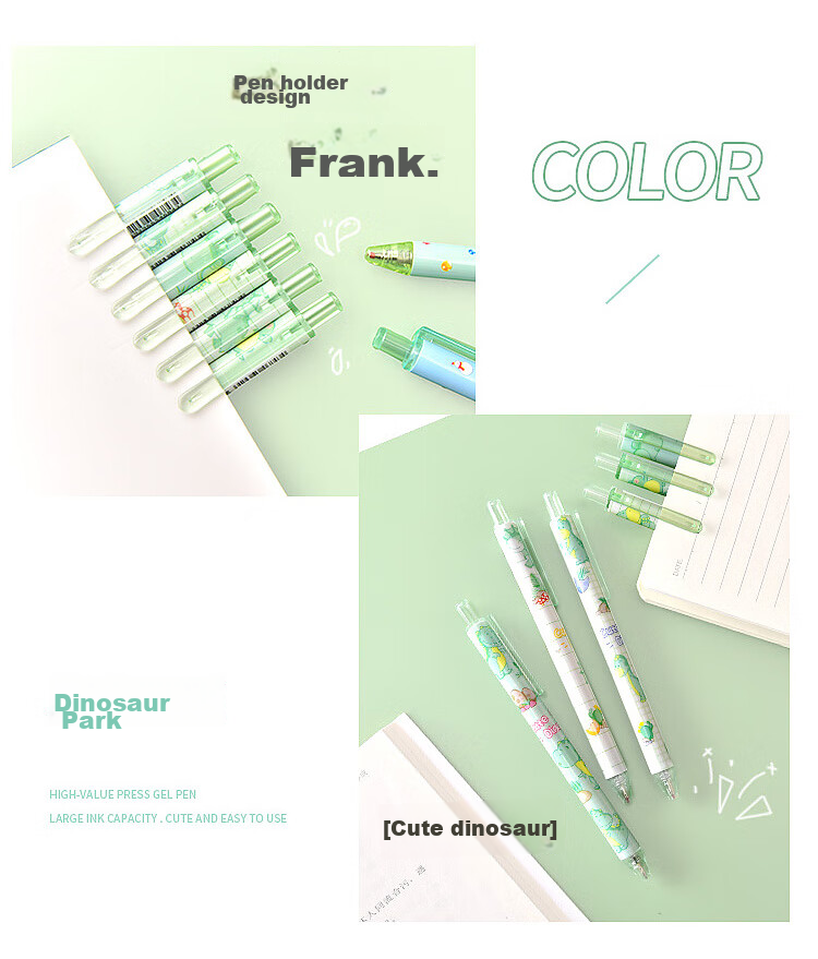 Yuhe Retractable Gel Pen, 0.5mm Black Quick-Drying Pen, Cartoon Cute Signature Pen, Student High School Entrance Exam Practice Pen, Writing Set with 6 Pens, 2223 Xiaomi Particle 13