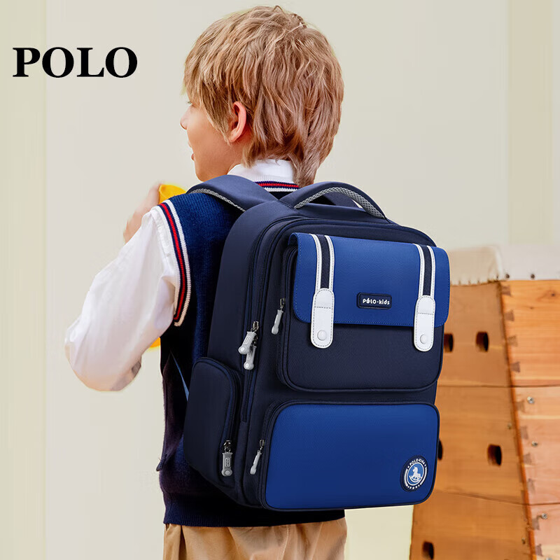 POLO Backpack for Primary School Students in Grades 1-3 And 6, Large Capacity Lightweight Reduced-Load Backpack for Boys And Girls