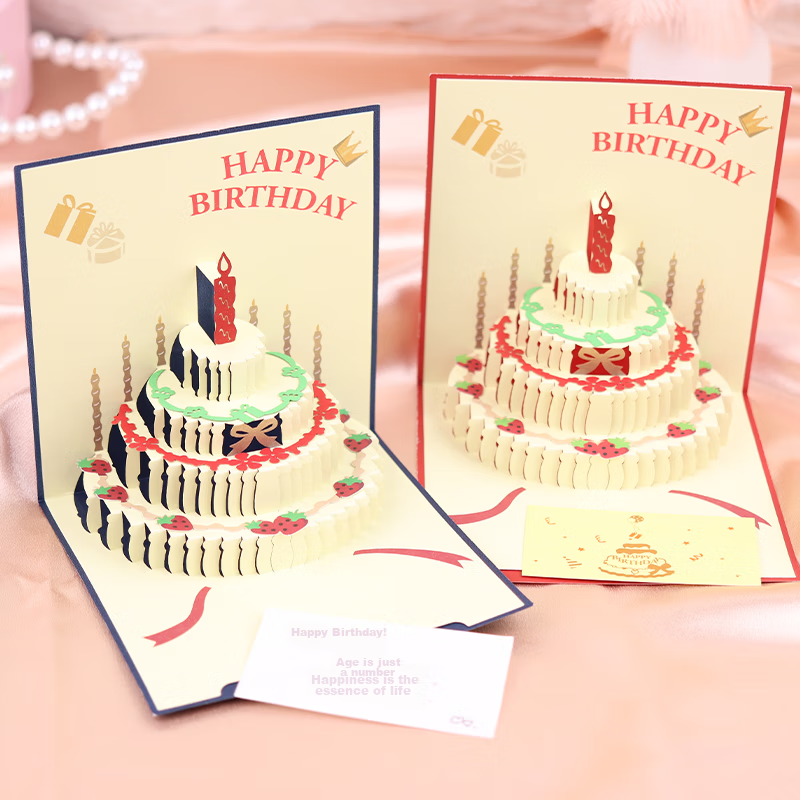 BOJIAO Handwritten 3D Bouquet Greeting Card Creative Small Card for Mother's Day Birthday Valentine's Day Confession Teacher's Day Gift High-End Message Card