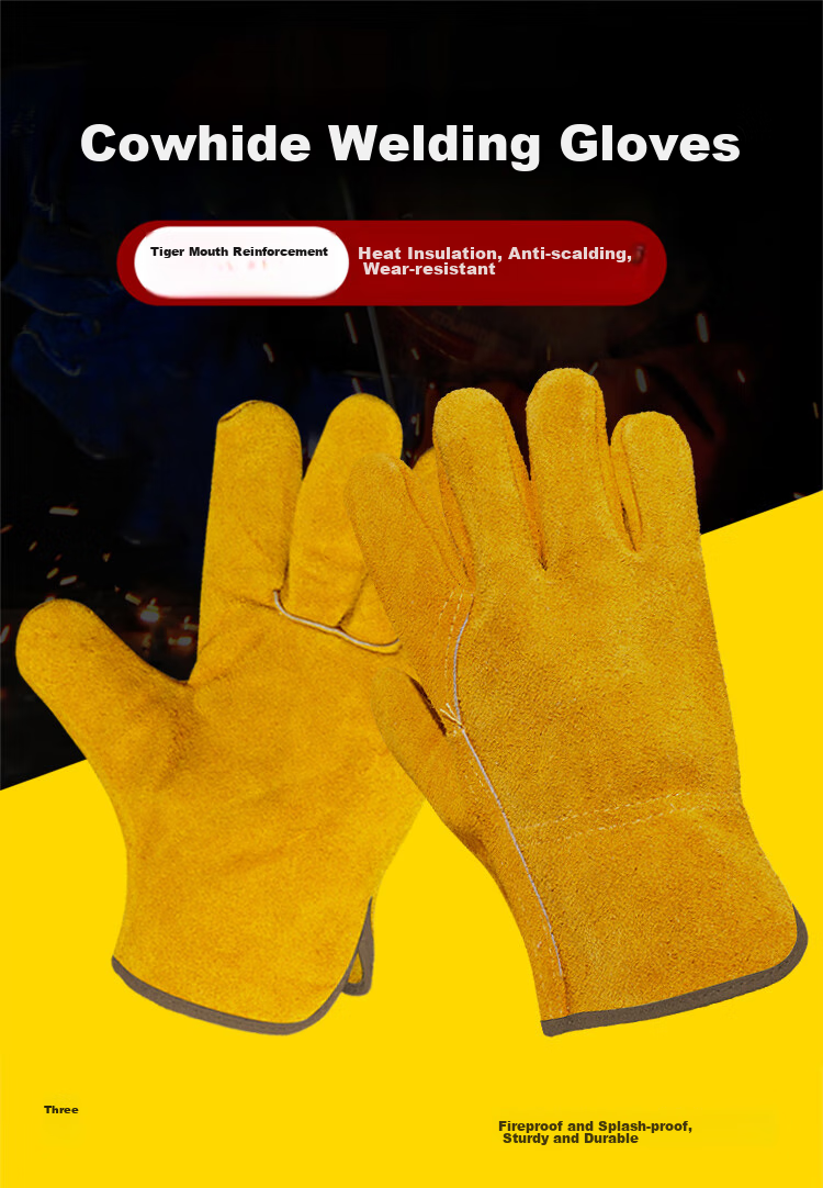Maozheng Leather Welding Gloves, Welding Heat-Resistant Anti-Scalding Wear-Resistant Work Gloves, Short Yellow, 1 Pair 1