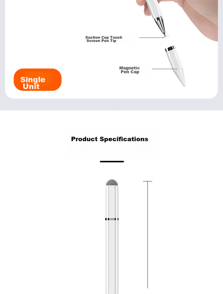 ESCASE [Three-In] IPad Capacitive Stylus, Mobile Phone Tablet Touch Writing Pen, Magnetic Screen Compatible with Huawei Apple Pencil Second Generation, Tech White TP-I15Pro 10
