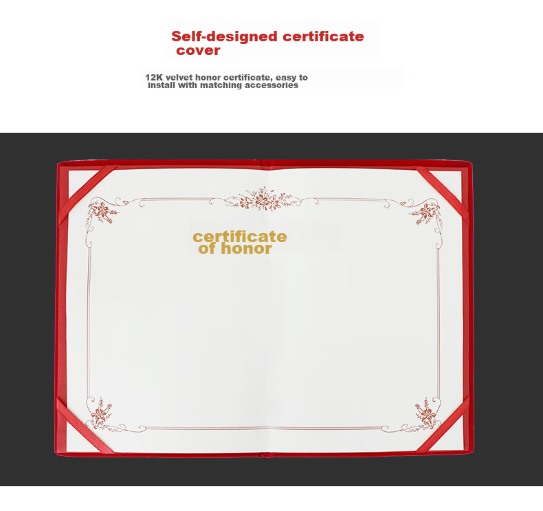 Befon 12K Velvet Gold-Stamped Certificate Cover, Award Certificate Cover, Recognition Award Certificate Cover, Commendation Award Certificate Cover with A4 Inner Sheet, Single Book Pack 6549 6