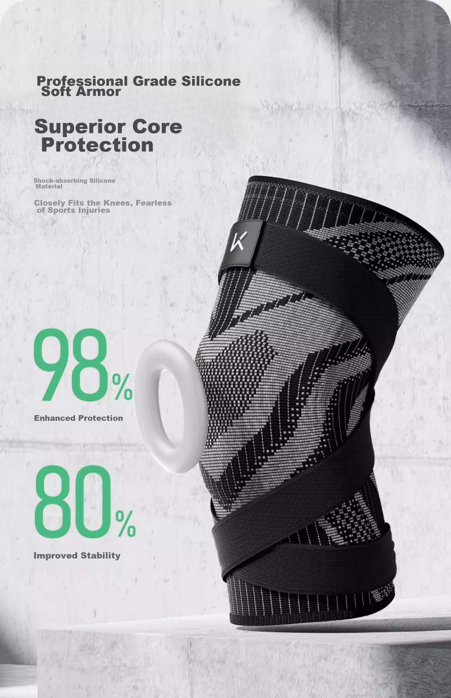 Keep Knee Pads, Sports Knee Brace for Basketball And Running Gear, Professional Fitness Jump Rope Accessory, White And Gray Color, 2-Pack, Size M 12