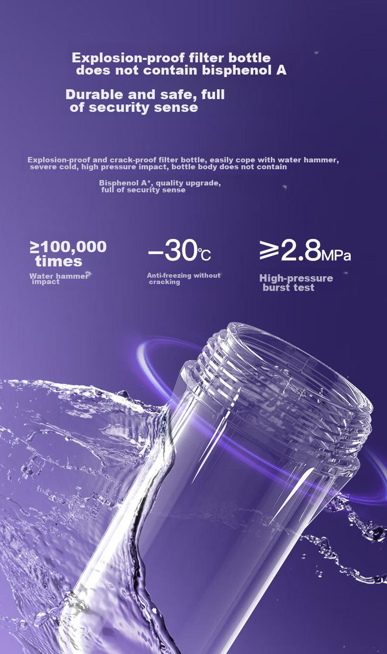 Yikepiao Pre-Filter Water Purifier for Home Use, Whole House Kitchen Under-Sink Pipeline Filtration, High Flow Rate, No Filter Replacement Needed, Lead-Free Dual Turbine Backwash, Explosion-Proof, Freeze-Resistant, Electric-Free Filter Bottle EPSF06-M 10