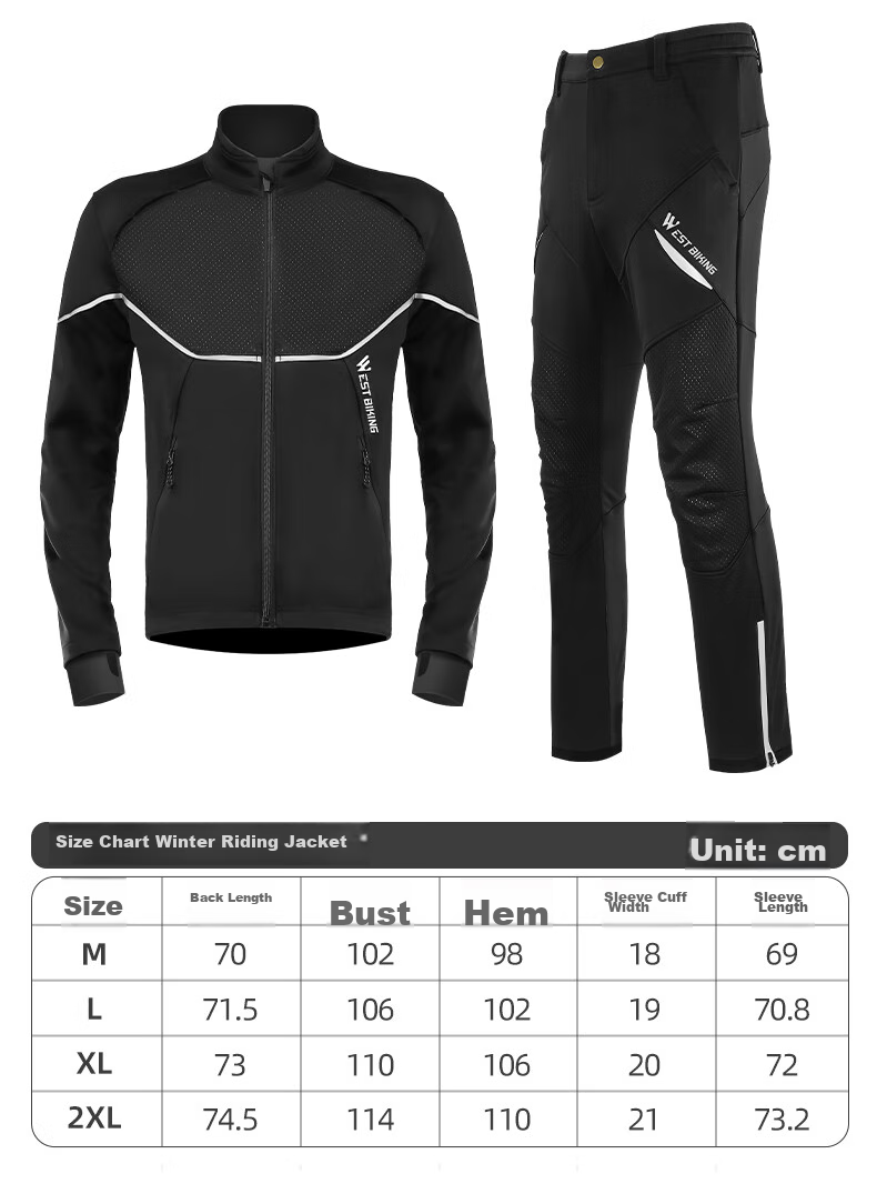WestBiking WestBiking Autumn And Winter Bicycle Riding Jacket, Long-Sleeve Set, Warm Fleece-Lined Cycling Sportswear 3