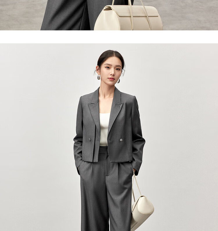 Sentubila Professional Interview Suit Set for Women, Spring And Autumn Style, Formal Wear with High-End Feel, Complete Outfit Including Blazer And Pants, Black, Size L 3
