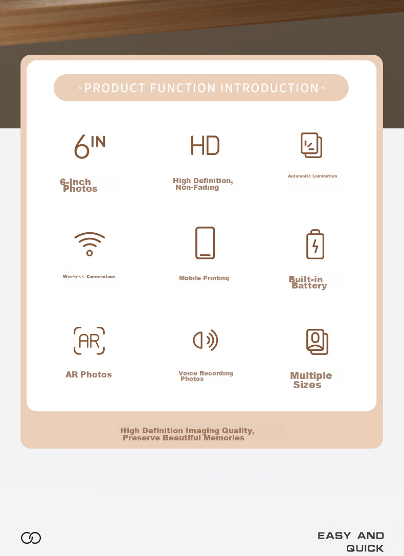 Jiyin N2 Wireless Home Photo Printer Color Printing Power Edition Automatic Laminating High Definition Supports 3-inch/6-inch Instant Photo Printer 6