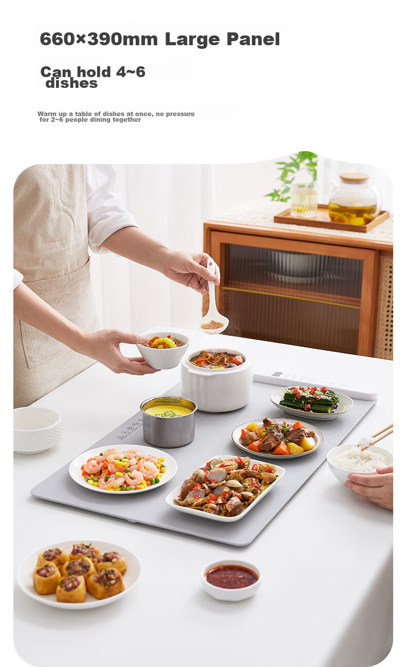 Ankale Food Warming Plate Upgraded Detachable Temperature Control Ultra-thin Integrated Silicone Roll-up Multi-level Adjustable Heat Preservation Board AJL-N03 7