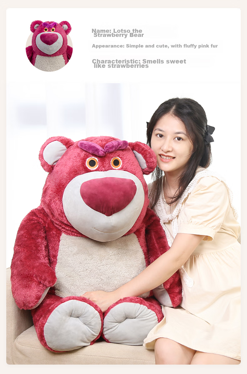 Disney Strawberry Bear Plush Toy Doll, Valentine's Day Gift for Girlfriend, Stuffed Animal Pillow, Birthday Present for Girls 2