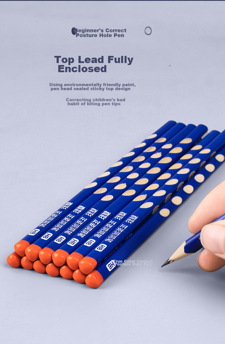 TRUECOLOR HB Perforated Pencils, 50 Pieces, Elementary School Students' Posture Correction, Kindergarten Handwriting Practice, Triangular Wooden Shaft, Easy-Grip Top, Gift ZC182 9