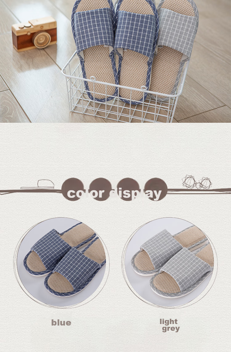 Huili Slippers for Men And Women, Linen Sandals, Couples' Home Casual Lightweight Breathable Sweat-Absorbing Thick-Soled Wear-Resistant Floor Slippers, Classic Mesh Style HL1036, Light Coffee Color, Size 38 to 39 3