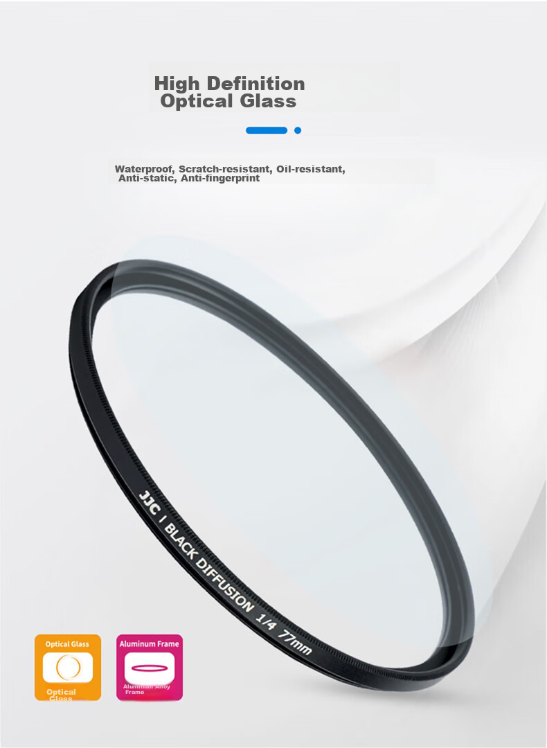 JJC Black Soft Filter, 1/4 Stop, Soft Light Filter, Soft Focus Diffusion Lens, Portrait Softening Filter, Suitable for Canon Nikon Sony Fuji DSLR Mirrorless Camera, 52mm 8