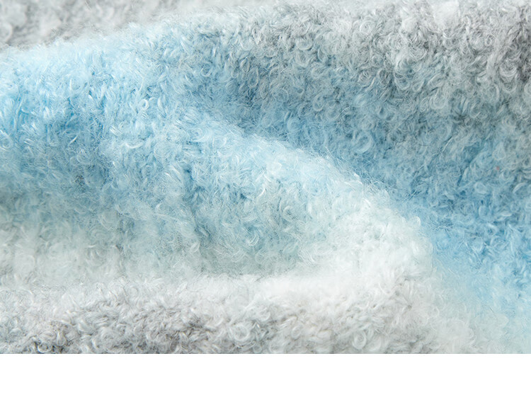 Dme [Sea Salt Layered Knit Sweater] Winter Style Artistic Healing Gray-Blue Gradient Soft Sweater for Women, Blue-Gray, S 17