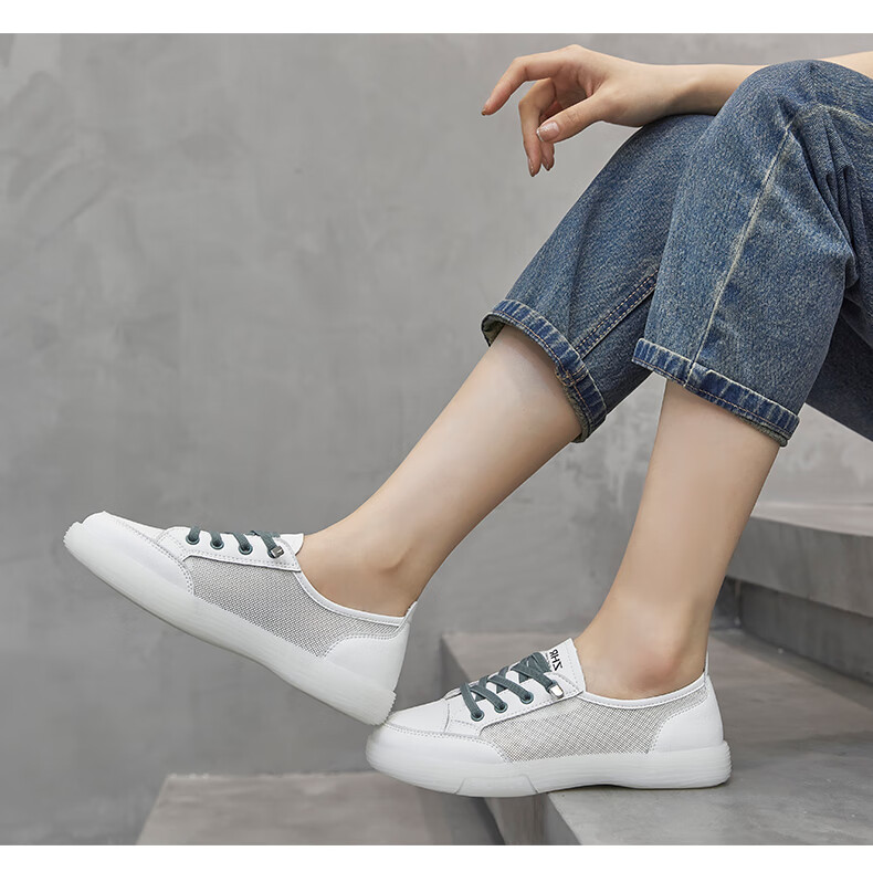 ZHR White Sneakers for Women, Summer Mesh Breathable Versatile Casual Women's Shoes, Fashionable Comfortable Footwear, A81 Beige, Size 39 12
