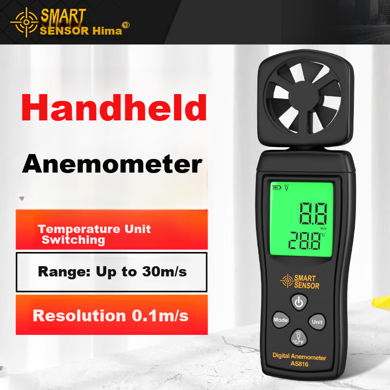Xima AS816 Anemometer, Wind Thermometer, Wind Speed Meter, High-Precision Wind Speed Measuring Instrument