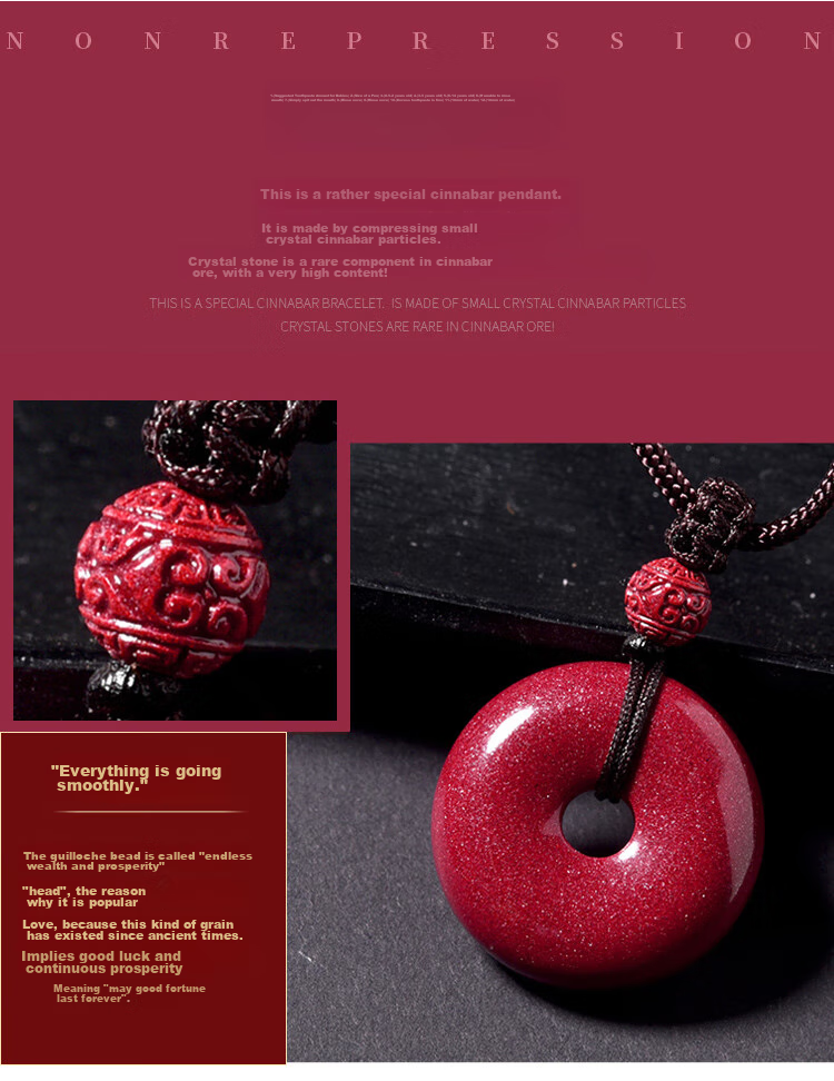 Lingfei Cinnabar Peace Buckle Pendant, Zodiac Year Gift for Men And Women, Birthday Present for Boyfriend Or Girlfriend, Regular Style 2