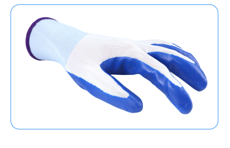 Aidier Work Gloves, Blue And White Nitrile Coated Rubber Gloves, Comfortable Breathable Palm Coating, Labor Protection Work Gloves 10 Pairs CW758755 11