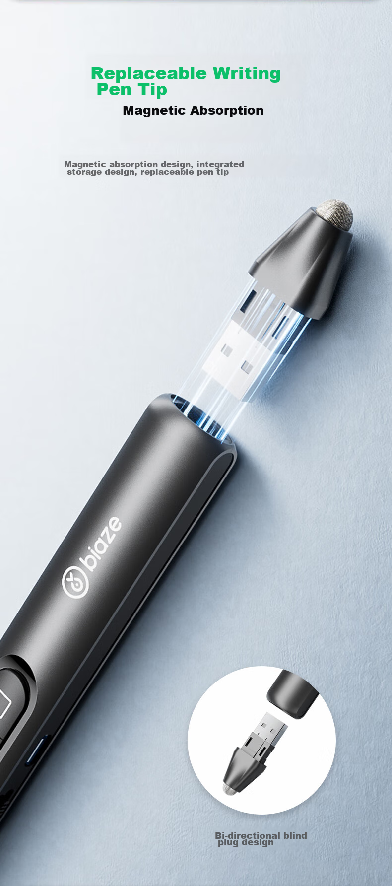 BIAZE Red Light PPT Page-Turning Pen with Touch Control And Writing Function, Laser Pointer for Teachers, Projection Remote Control Pen, Multimedia Presentation Tool, Demonstrator, AA Battery Model Suitable for Seewo Whiteboard 11
