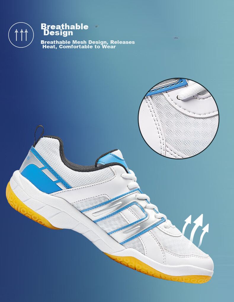 KAWASAKI Badminton Shoes for Men And Women, Durable Breathable Professional Competition Training Sports Shoes K-073D White Blue 35 5
