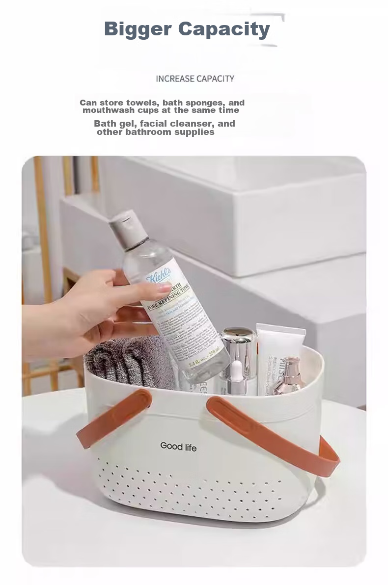 Jinghuisichuang Laundry Basket, Shower Caddy, Portable Thickened Hollow Quick-Drying Bath Basket, Student Shower Organizer, Bathroom Storage Basket 7