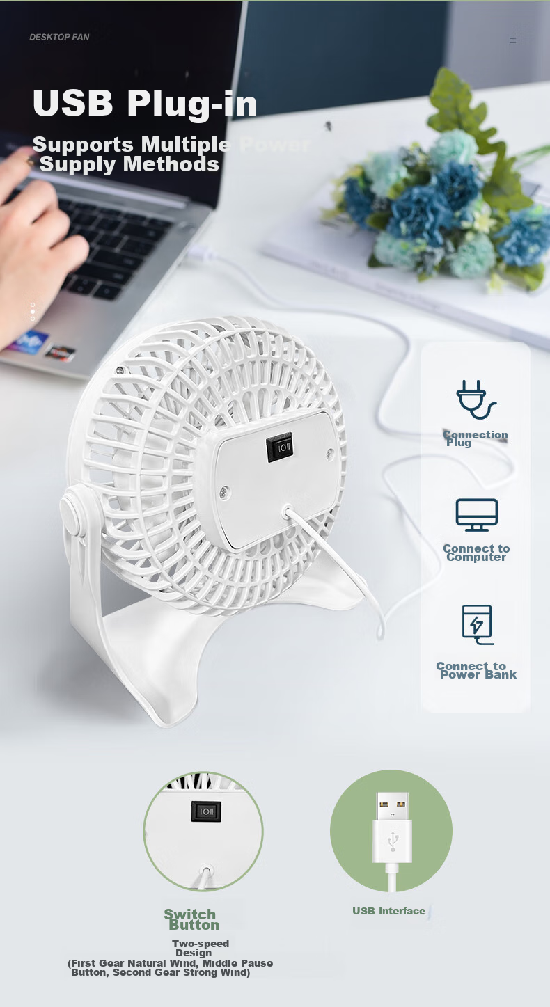 ALittleFlower [Desktop Fan] Desktop Fan, Small Quiet Fan, Latest 2026 Model with Ultra-Long Battery Life, Portable for Dormitory, Office And Students, USB Rechargeable 10