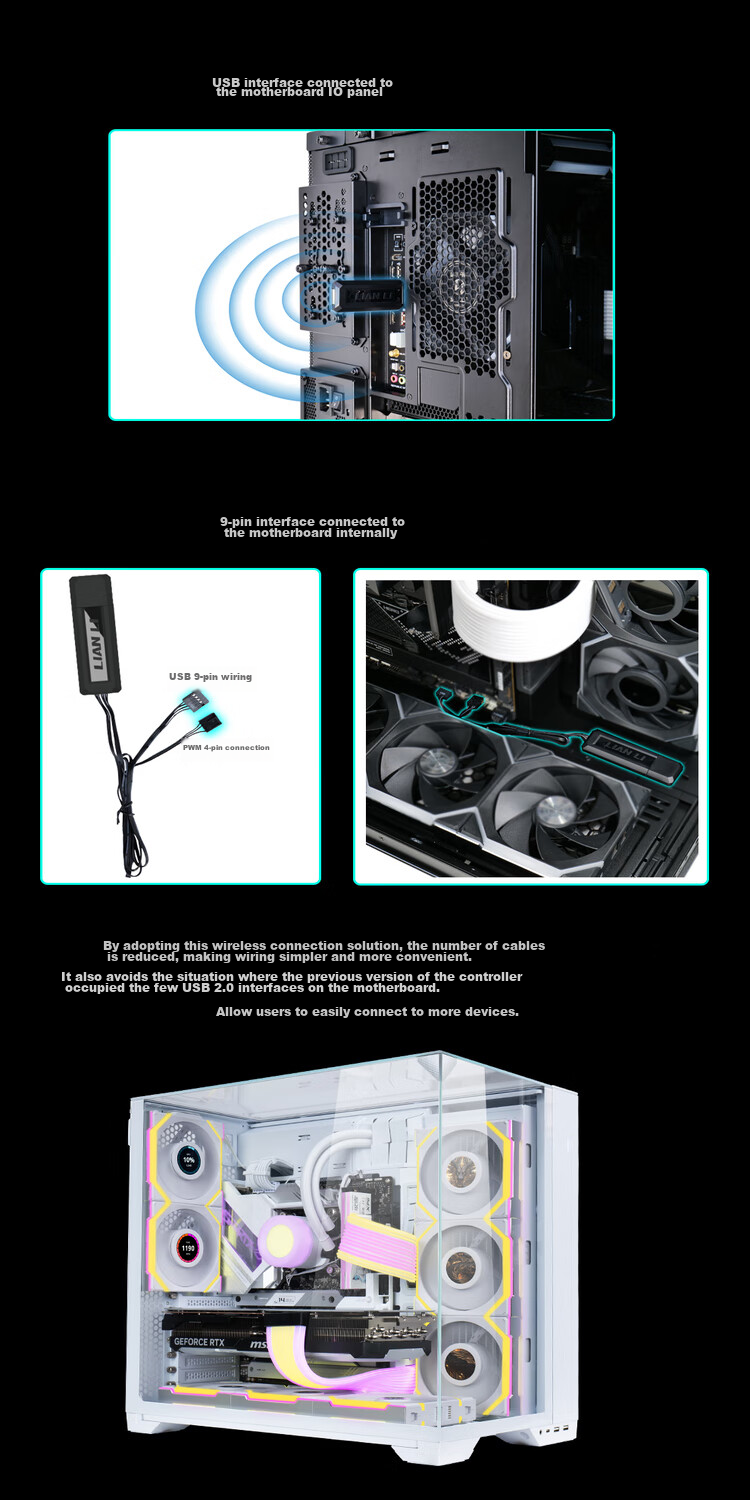 LIANLI Strimer Yicai Nici Xian Fourth Generation Wireless Version, Graphics Card Extension Cable 12+4-Pin Standard Version, Power Extension Cable, RGB Cable 6
