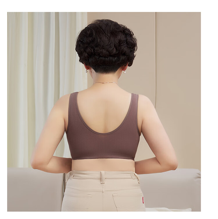 LangSha Mom's Underwear, Women's Plus Size Front-Closure Bra, Wireless Middle-Aged And Elderly Vest-Style Women's Brassiere, Skin Color, Size 36 15