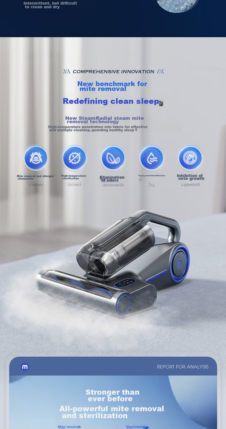 Morphyrichards Steam Mite Remover for Bed And Home Use, Baby Mite Remover, Ultrasonic High-Temperature Steam 100% Mite Removal Vacuum Cleaner, High-Temperature Ironing Machine, Powerful Mite Removal Machine MR3102 5